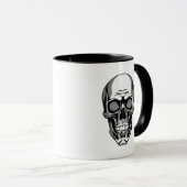 Crâne noir et blanc au design stylé. マグカップ (正面右)