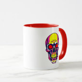 Crâne psychédélique aux couleurs flashy. マグカップ (正面右)