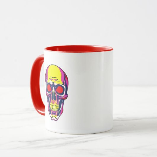 Crâne psychédélique aux couleurs flashy. マグカップ (正面左)