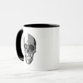 Crâne stylisé noir et blanc au design sombre. マグカップ (正面左)