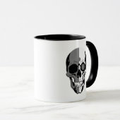 Crâne stylisé noir et blanc au design sombre. マグカップ (正面右)