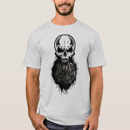 crane tete de mort hipster skull barbu barbe pirat tシャツ