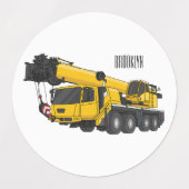 Crane truck cartoon illustration ラベル (デザイン2)