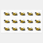 Crane truck cartoon illustration ラベル (シート)
