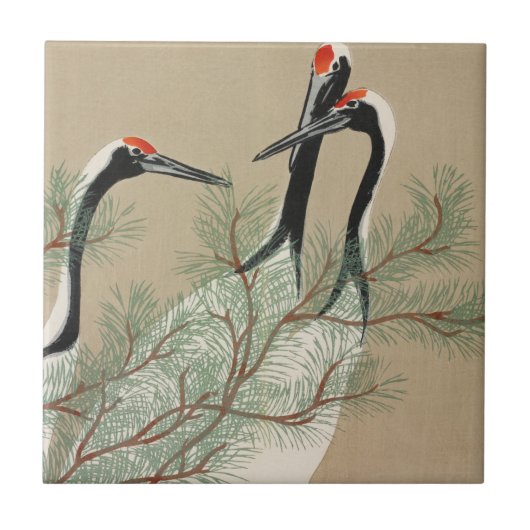 Cranes Kamisaka Sekka japan painting art canvas cc タイル (正面)