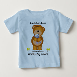 Cranioの心配くま-ひよこの発掘の傷 ベビーTシャツ