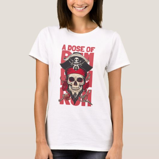 cranio pirata com a frase uma dose de rum tシャツ (正面)