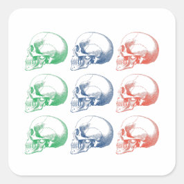 Crânios multicoloridos. Cabeças em cores RGB.  スクエアシール