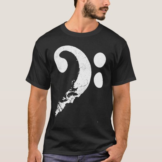 Cranium in Shape of Bass Clef Bassist Guitarist Mu Tシャツ (正面)