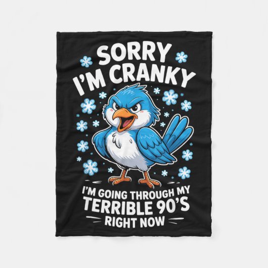 Cranky Bird Terrible 90s Funny Quote Design  フリースブランケット (正面)