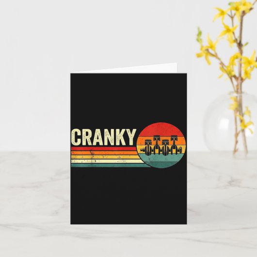Cranky Car Engine Crankshaft Fathers Day Dad Men H カード (黄色い花)