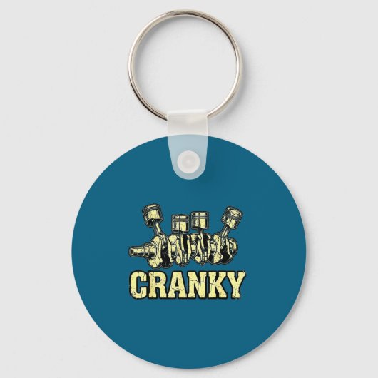 Cranky Car Engine Crankshaft Fathers Day Dad Men H キーホルダー (正面)