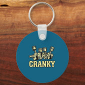Cranky Car Engine Crankshaft Fathers Day Dad Men H キーホルダー (正面)