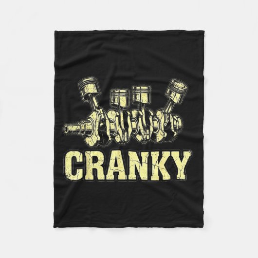 Cranky Car Engine Crankshaft Fathers Day Dad Men H フリースブランケット (正面)