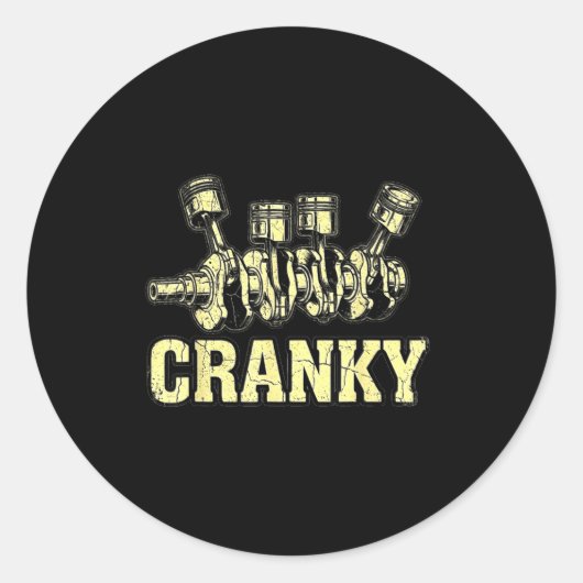 Cranky Car Engine Crankshaft Fathers Day Dad Men H ラウンドシール (正面)