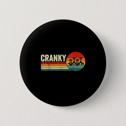 Cranky Car Engine Crankshaft Fathers Day Dad Men H 缶バッジ (正面)