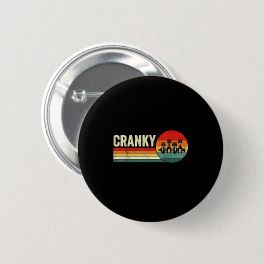 Cranky Car Engine Crankshaft Fathers Day Dad Men H 缶バッジ (正面&裏面)
