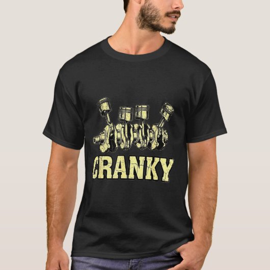 Cranky Car Engine Crankshaft Fathers Day Dad Men H Tシャツ (正面)