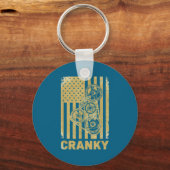 Cranky Car Engine Crankshaft Lover Mechanics Fathe キーホルダー (正面)