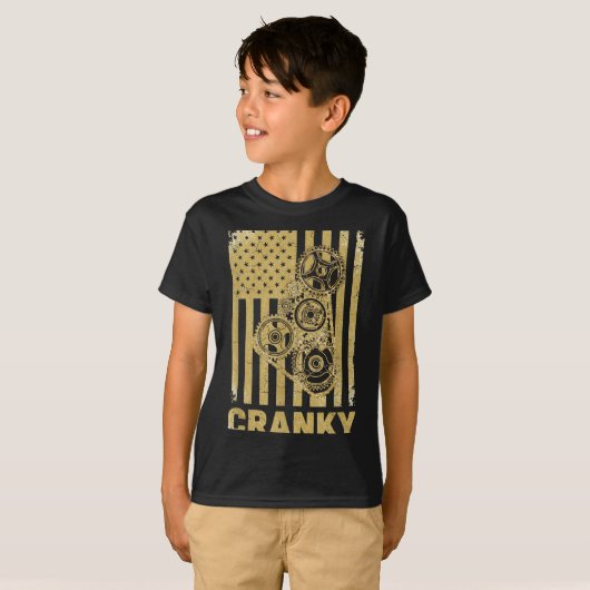 Cranky Car Engine Crankshaft Lover Mechanics Fathe Tシャツ (正面フル)
