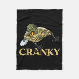 Cranky Funny Crankbait Fishing Lure Camouflage フリースブランケット