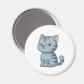 Cranky Grey Tabby Cat マグネット (正面/裏面)