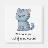 Cranky Grey Tabby Cat Funny Text マグネット (正面)