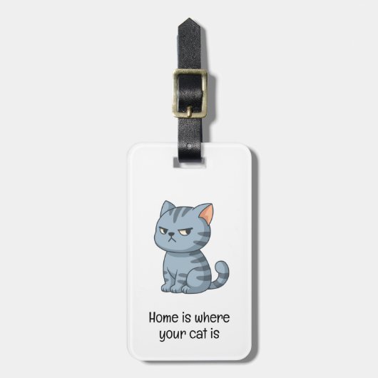 Cranky Grey Tabby Cat Quote ラゲッジタグ (正面縦)