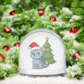Cranky Grey Tabby Cat Red Hat Christmas Tree (クリスマス)