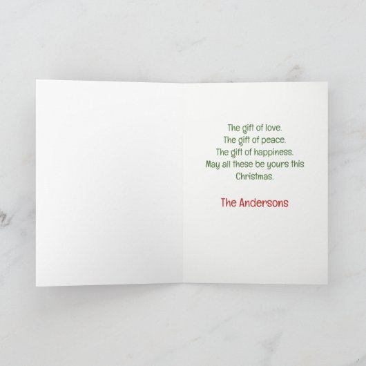 Cranky Grey Tabby Cat Red Hat Christmas Tree カード (内部)