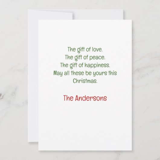 Cranky Grey Tabby Cat Red Hat Christmas Tree シーズンカード (裏面)