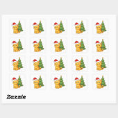 Cranky Orange Tabby Cat Red Hat Christmas Tree スクエアシール (シート)