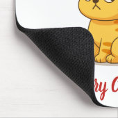 Cranky Orange Tabby Cat Red Hat Christmas Tree マウスパッド (コーナー)