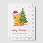 Cranky Tabby Cat Red Hat Christmas Tree Insert ベラム紙招待状 (オフセット (招待状))