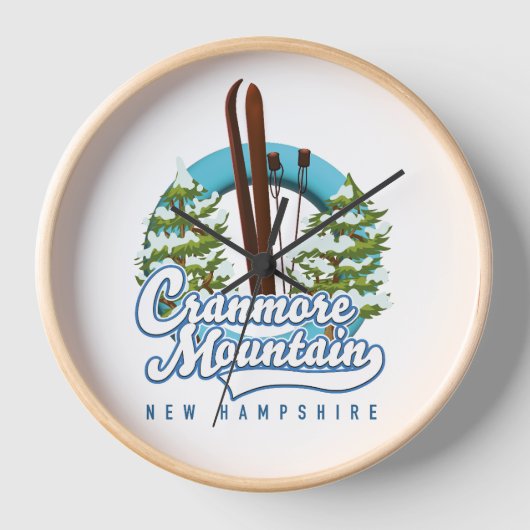 Cranmore Mountain New Hampshire スキーロゴ 壁時計 (正面)