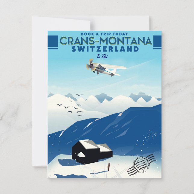 crans-montanaスイスのスキーポスター (正面)
