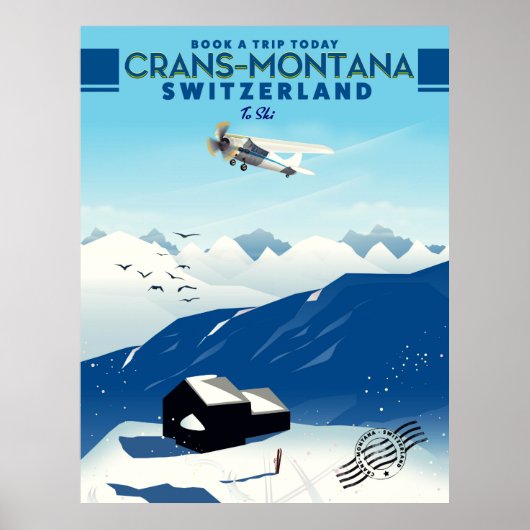 crans-montanaスイスのスキーポスター ポスター (正面)