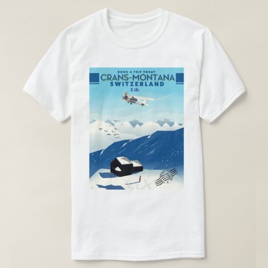 crans-montanaスイスのスキーポスター tシャツ (デザイン正面)