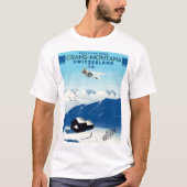 crans-montanaスイスのスキーポスター tシャツ (正面)