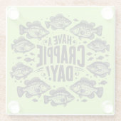 Crappieおもしろい Day魚釣りを持つ ガラスコースター (裏面)