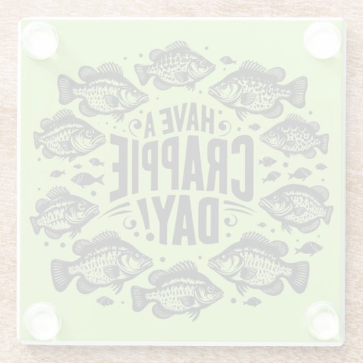 Crappieおもしろい Day魚釣りを持つ ガラスコースター (裏面)