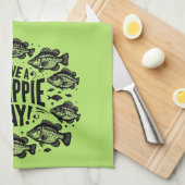 Crappieおもしろい Day魚釣りを持つ キッチンタオル (四つ折り)