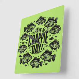 Crappieおもしろい Day魚釣りを持つ スクエア壁時計