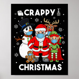 CrappyクリスマスサンタアンドフレンズおもしろいボーイズキッズX ポスター