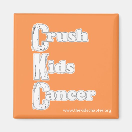 「Crash Kids Cancer」オレンジ色の磁石 マグネット (正面)