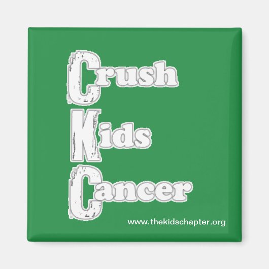 「Crash Kids Cancer」グリーンマグネット マグネット (正面)