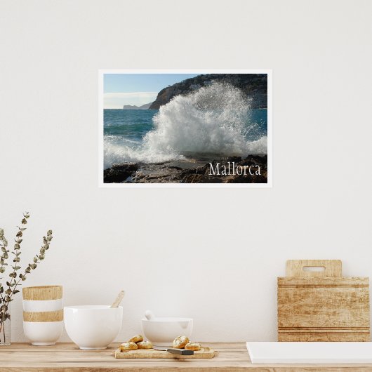 Crashing Surf on Rocks, Mallorca，スペイン ポスター (キッチン)
