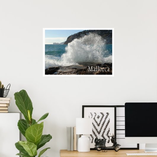 Crashing Surf on Rocks, Mallorca，スペイン ポスター (ホームオフィス)
