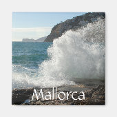 Crashing Surf on Rocks, Mallorca,スペイン マグネット (正面)
