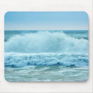Crashing Waves Blue海ビーチ写真 マウスパッド